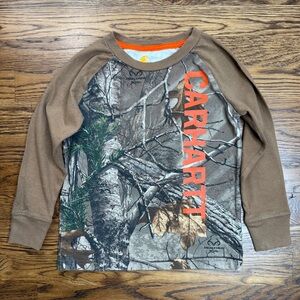 Carhartt Kids Realtree Camouflage Long Sleeve Raglan Crew Neck -Brown and Orange